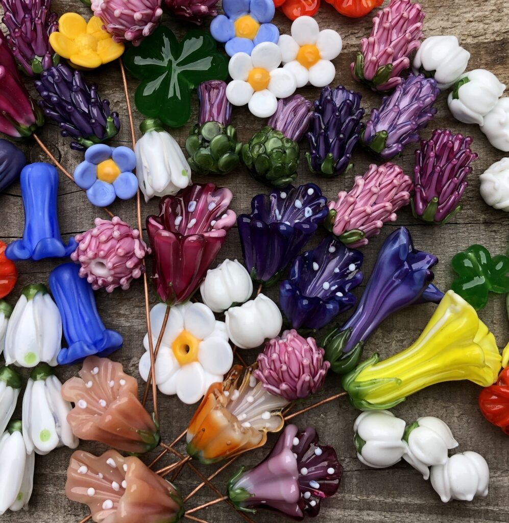 Glass flower beads.